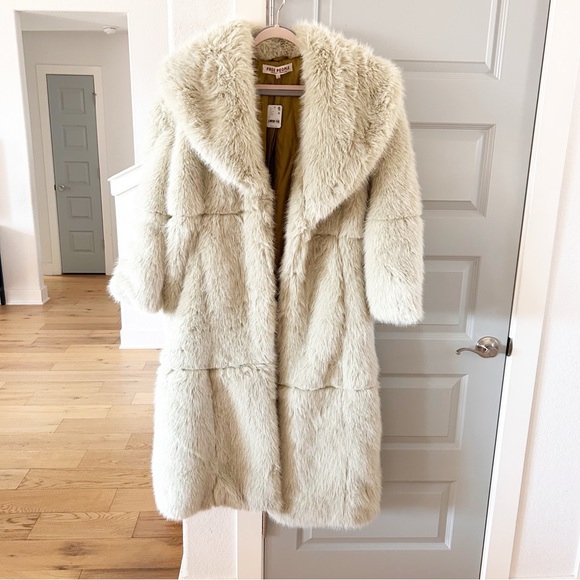 NWT Free People Shoreditch Faux Fur Maxi Top Coat Pistachio - Picture 5 of 7